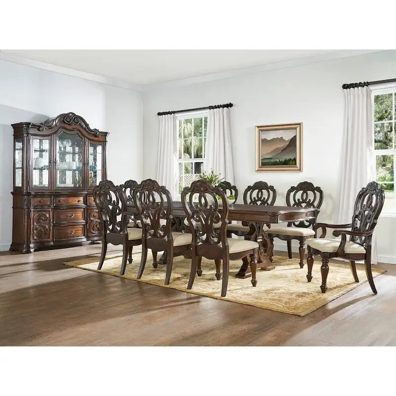 96-Inch Extendable Traditional Dining Table in Warm Pecan