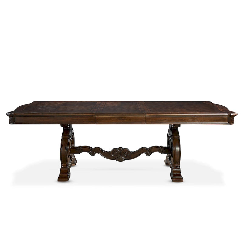 96-Inch Extendable Traditional Dining Table in Warm Pecan