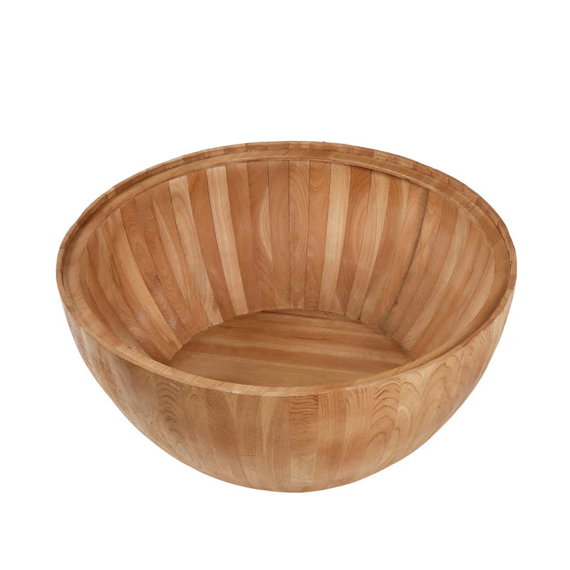 Vintage Barrel Coffee Table with Storage, Natural Wood