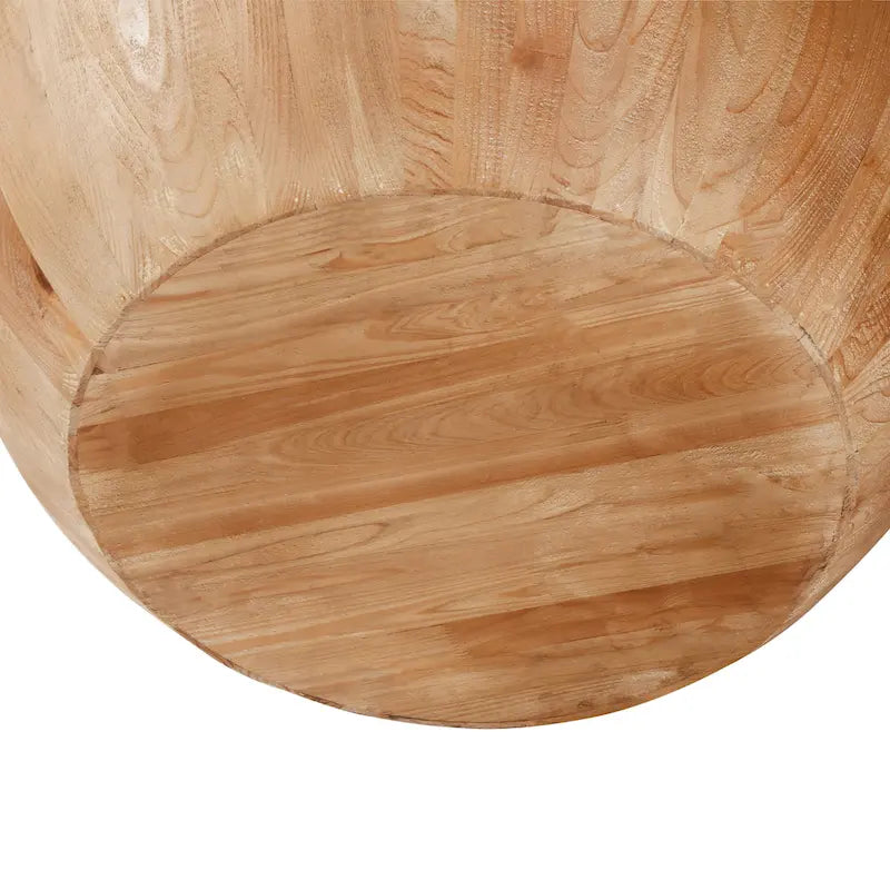 Vintage Barrel Coffee Table with Storage, Natural Wood