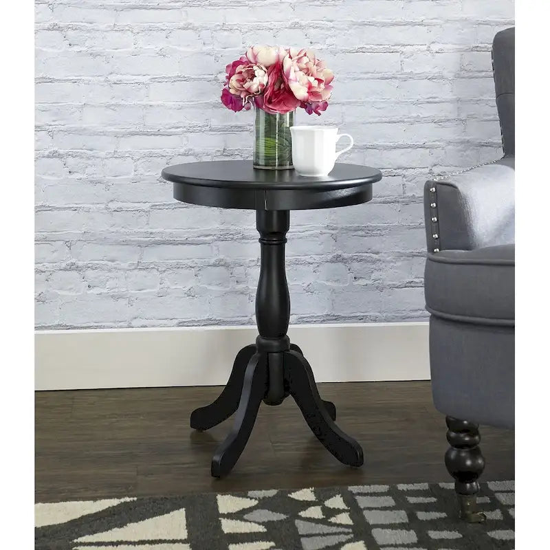 White Round End Table with Bentwood Skirt