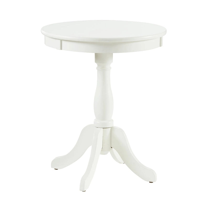White Round End Table with Bentwood Skirt