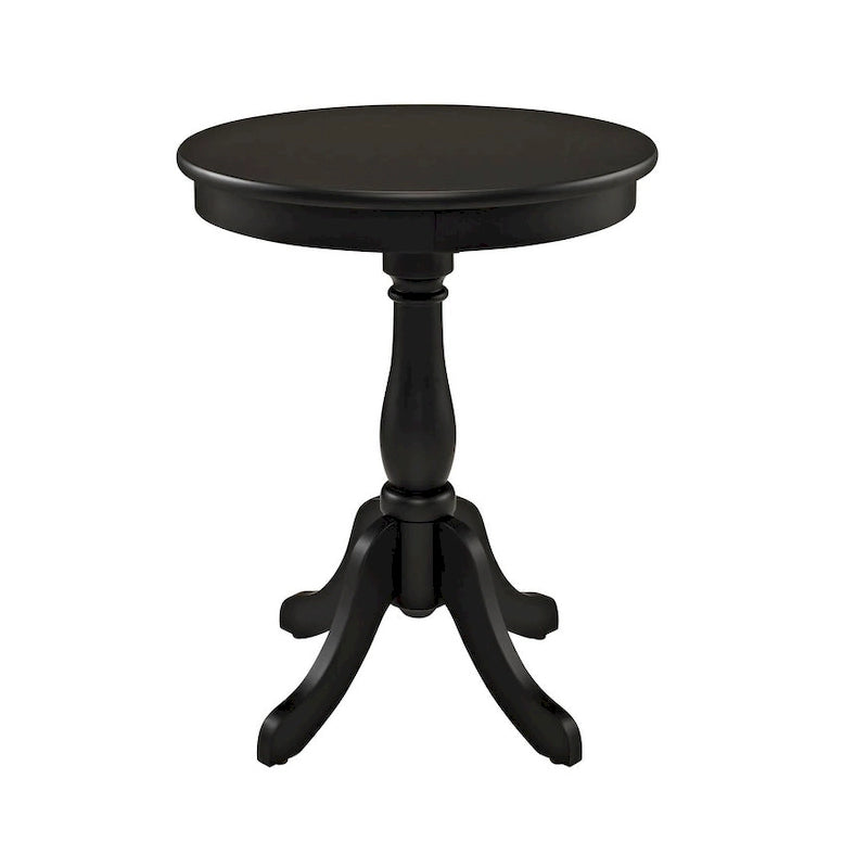 Witte ronde bijzettafel met gebogen houten rok