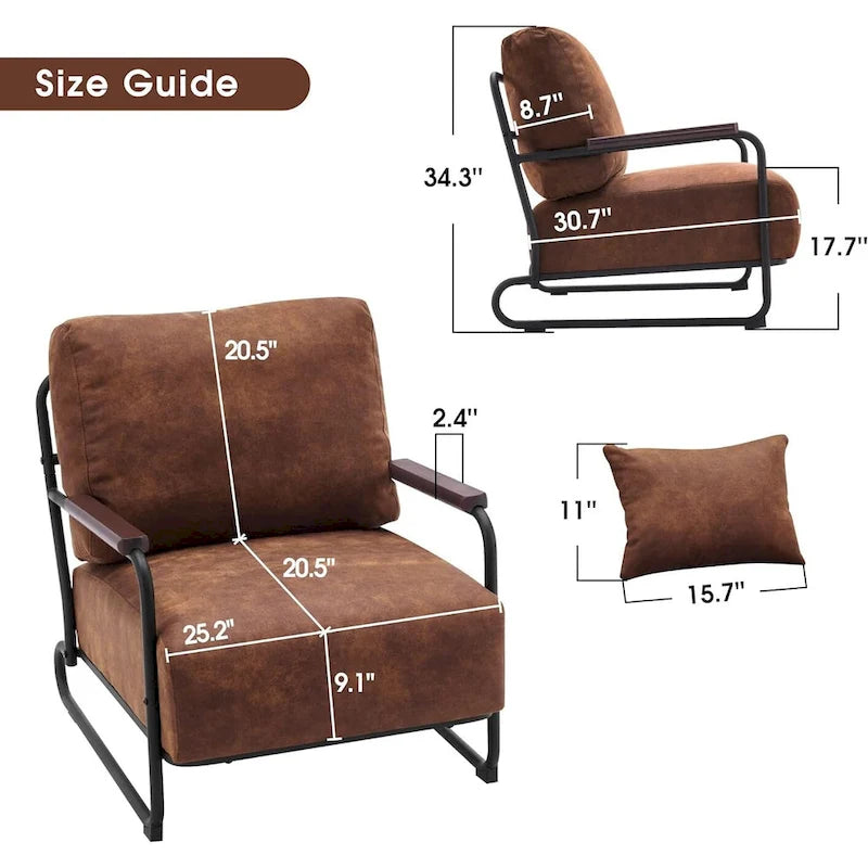 Set of 2 Modern Fabric Accent Chairs with Steel Legs