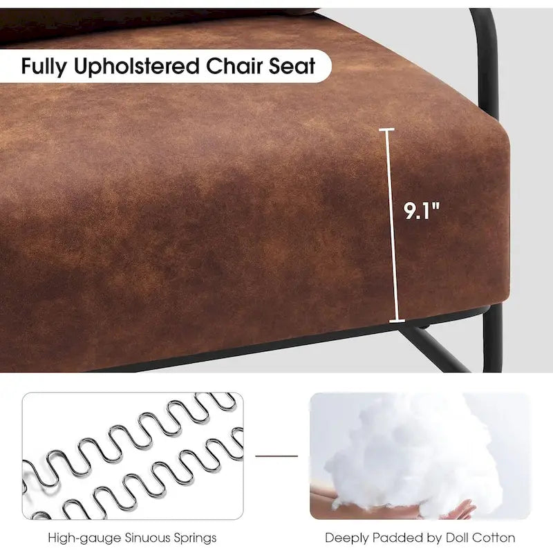 Set of 2 Modern Fabric Accent Chairs with Steel Legs