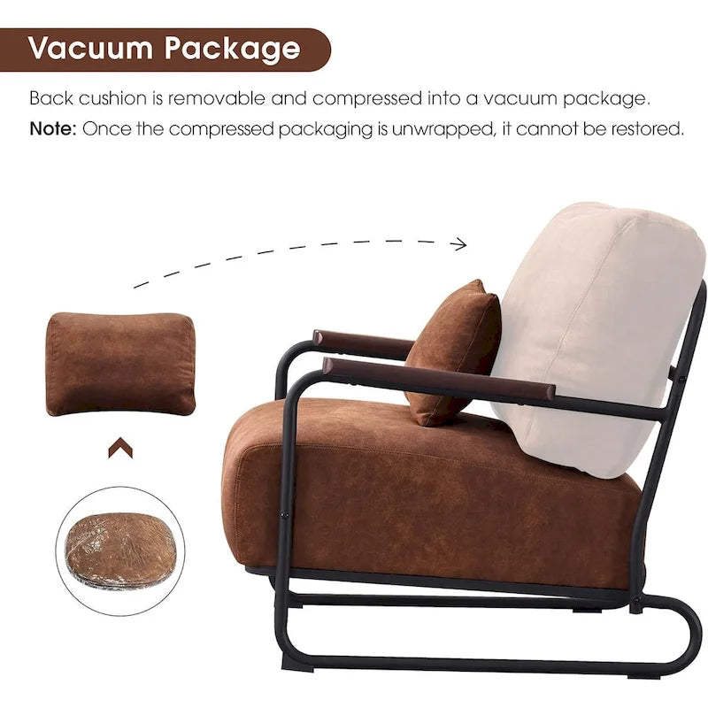 Set of 2 Modern Fabric Accent Chairs with Steel Legs