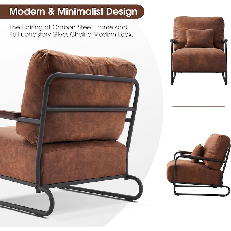 Set of 2 Modern Fabric Accent Chairs with Steel Legs