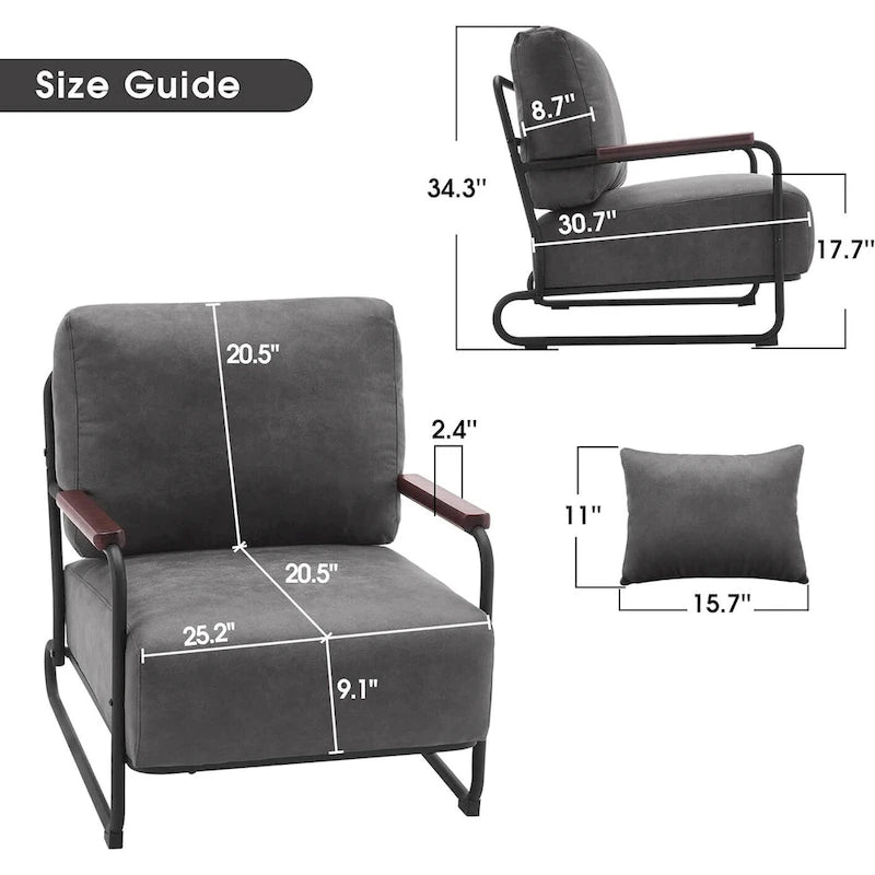 Set of 2 Modern Fabric Accent Chairs with Steel Legs
