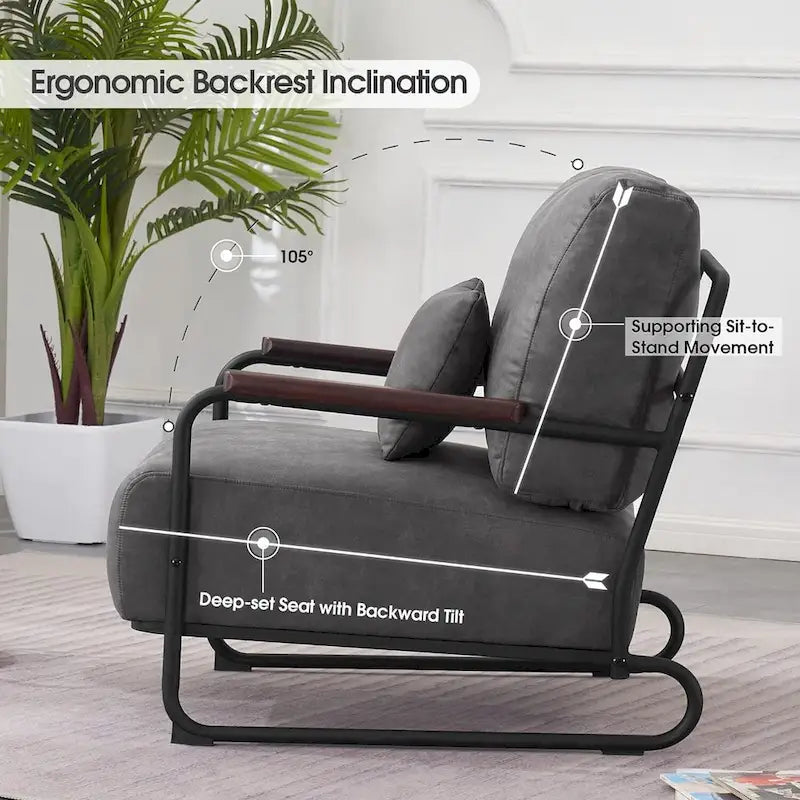 Set of 2 Modern Fabric Accent Chairs with Steel Legs
