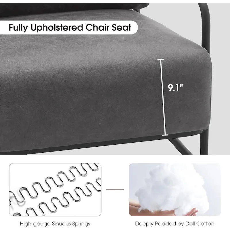 Set of 2 Modern Fabric Accent Chairs with Steel Legs