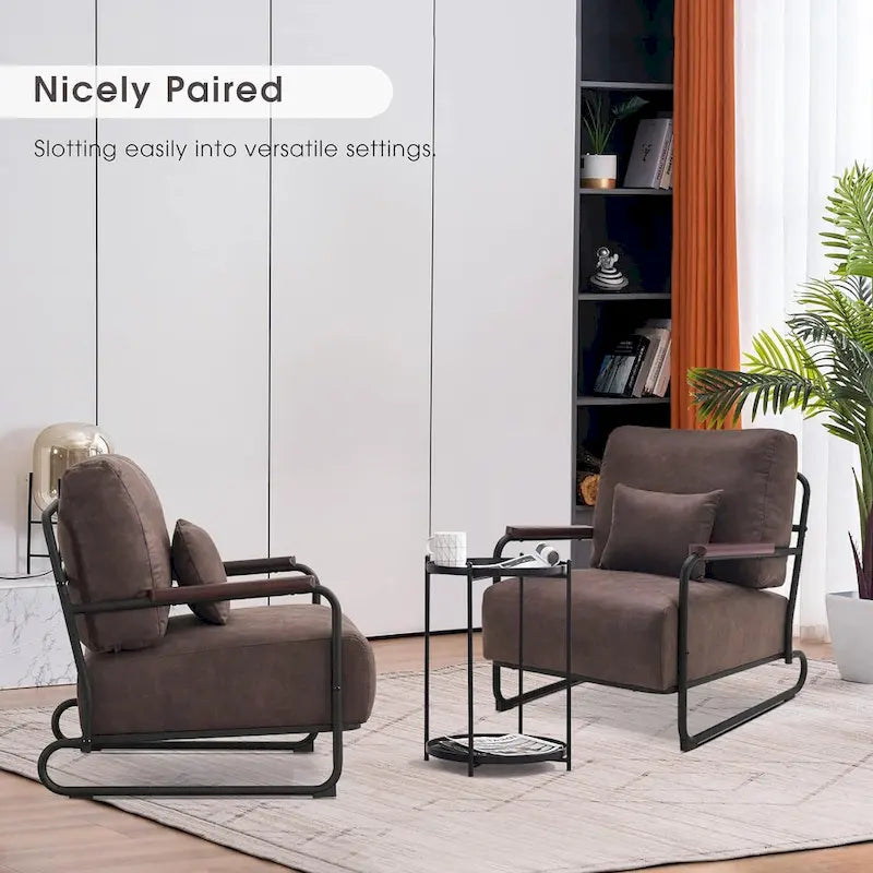 Set of 2 Modern Fabric Accent Chairs with Steel Legs
