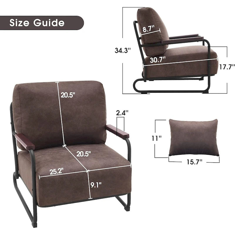 Set of 2 Modern Fabric Accent Chairs with Steel Legs