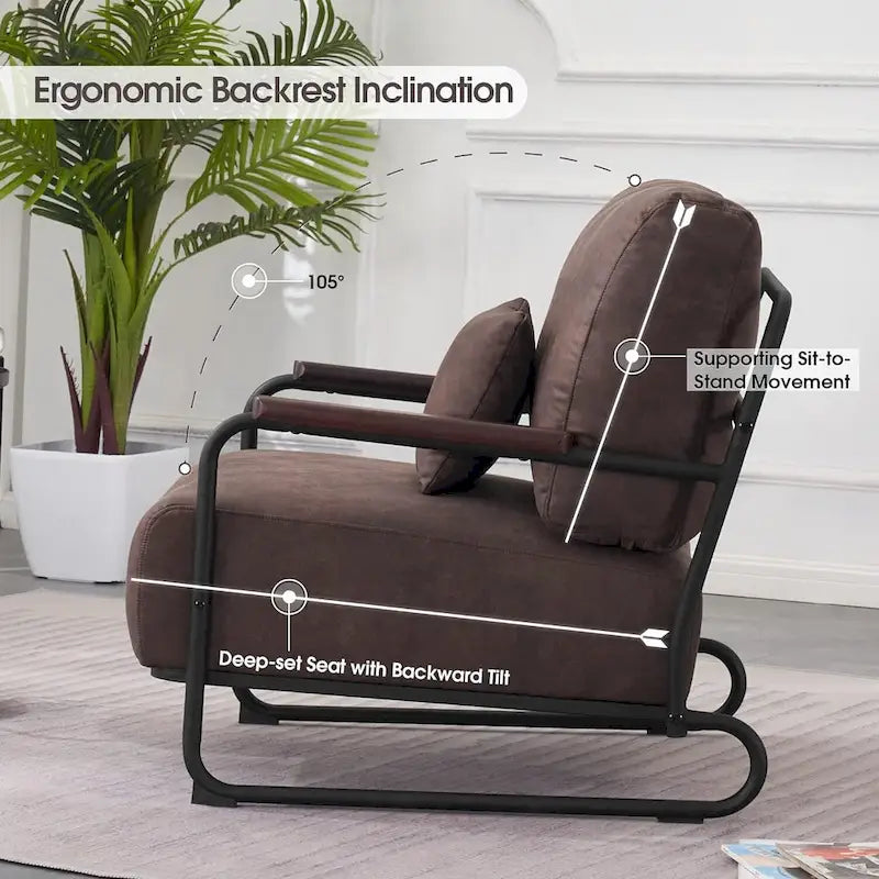 Set of 2 Modern Fabric Accent Chairs with Steel Legs