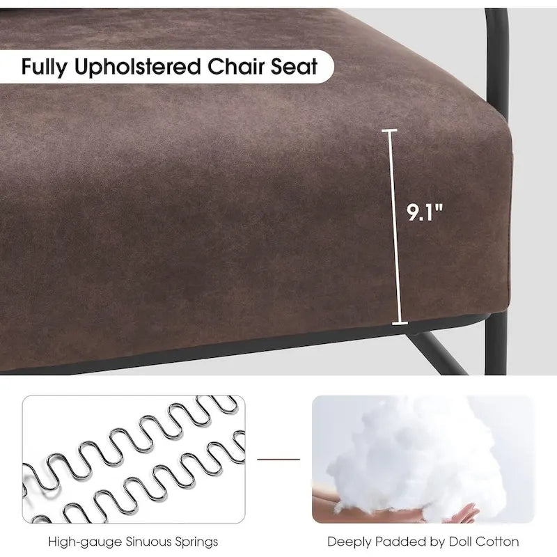 Set of 2 Modern Fabric Accent Chairs with Steel Legs
