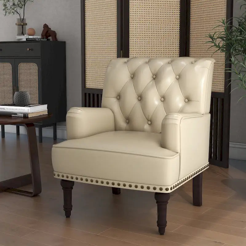 PU Faux Leather Tufted Accent Armchair