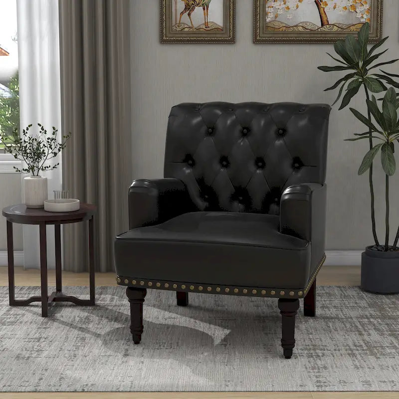 PU Faux Leather Tufted Accent Armchair
