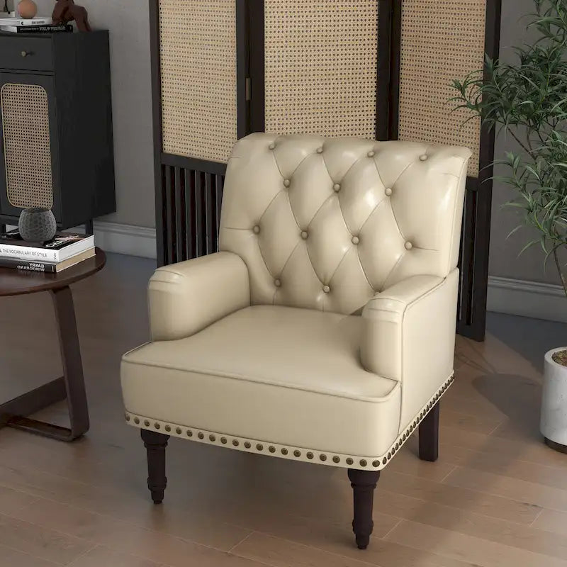PU Faux Leather Tufted Accent Armchair