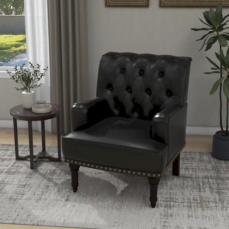 PU Faux Leather Tufted Accent Armchair