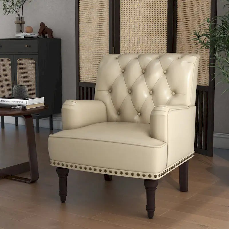 PU Faux Leather Tufted Accent Armchair