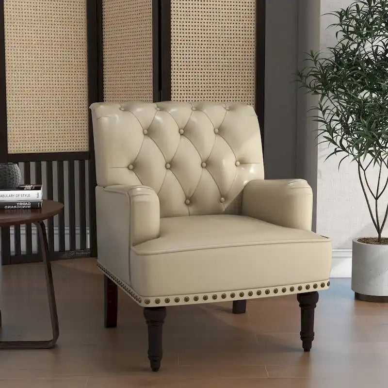 PU Faux Leather Tufted Accent Armchair