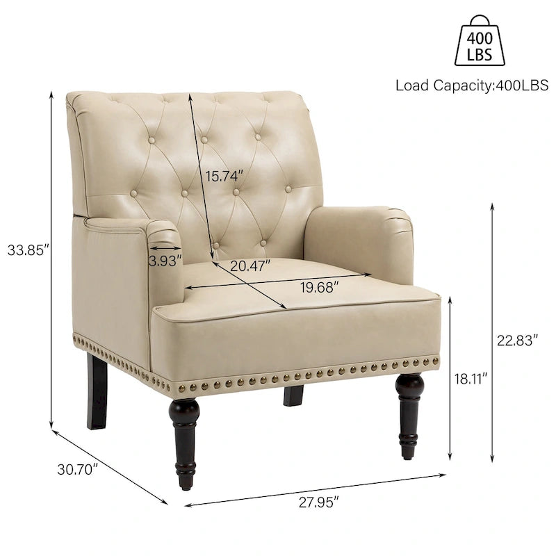 PU Faux Leather Tufted Accent Armchair