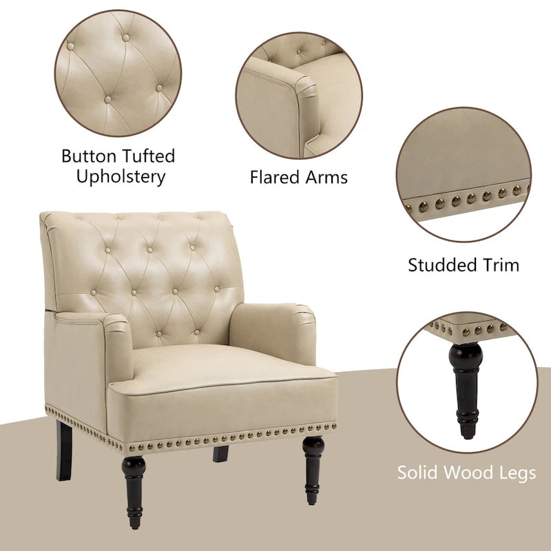 PU Faux Leather Tufted Accent Armchair