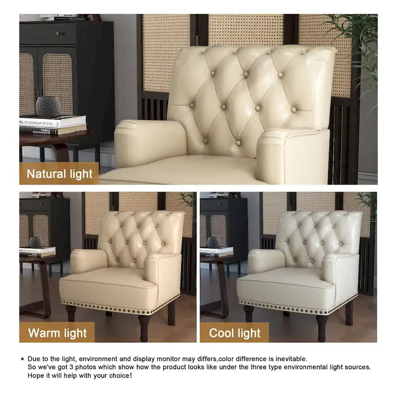 PU Faux Leather Tufted Accent Armchair