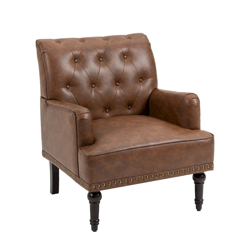 PU Faux Leather Tufted Accent Armchair