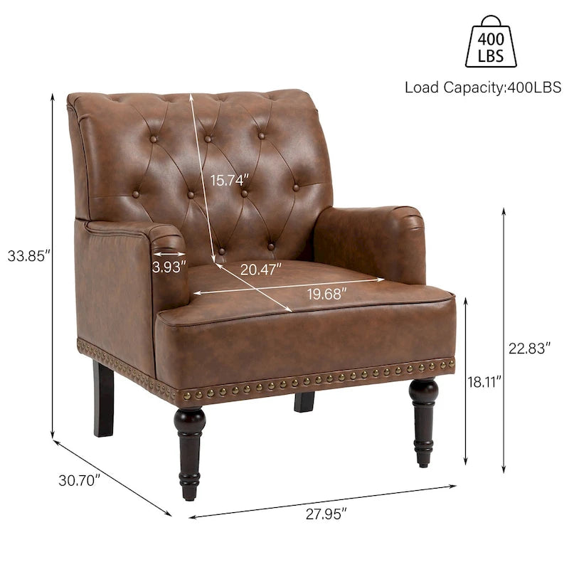 PU Faux Leather Tufted Accent Armchair