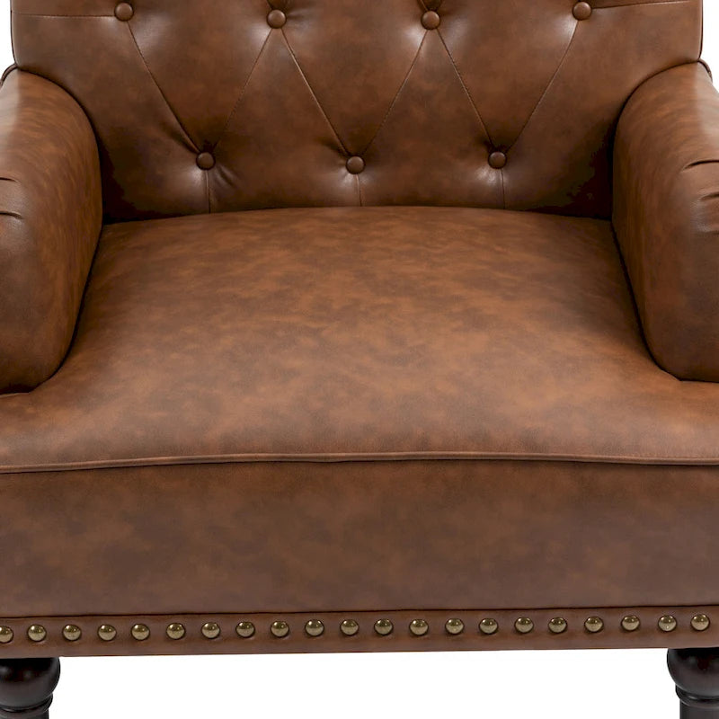 PU Faux Leather Tufted Accent Armchair