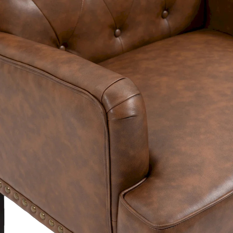 PU Faux Leather Tufted Accent Armchair