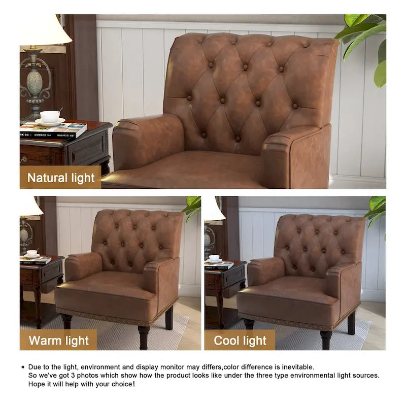 PU Faux Leather Tufted Accent Armchair