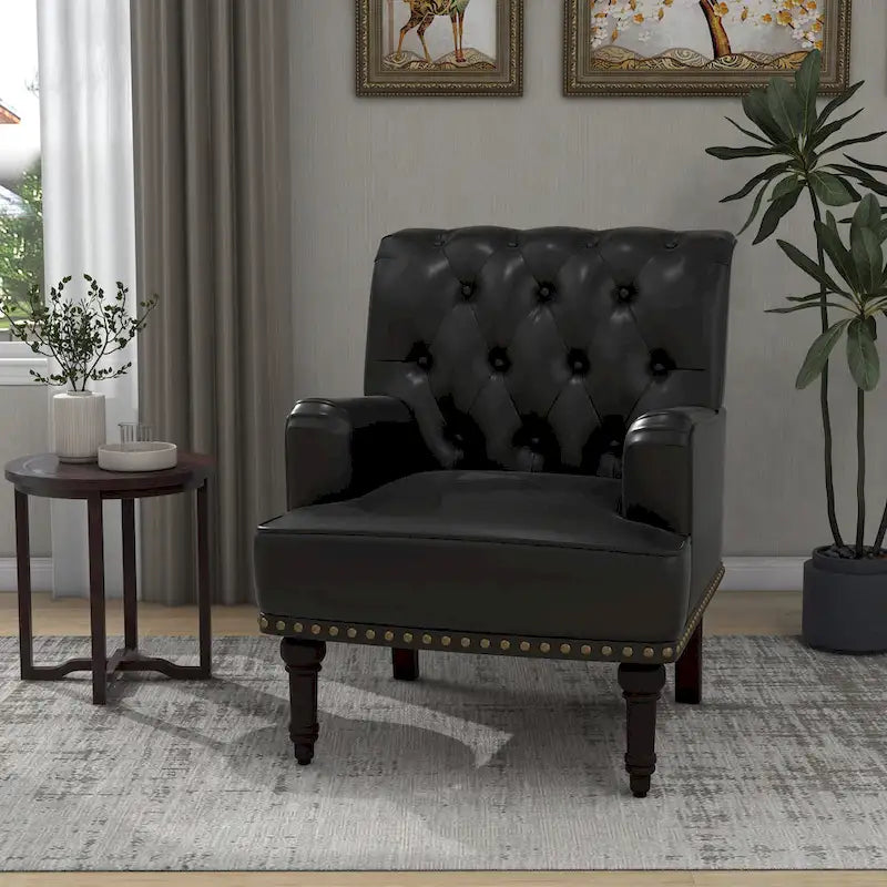 PU Faux Leather Tufted Accent Armchair