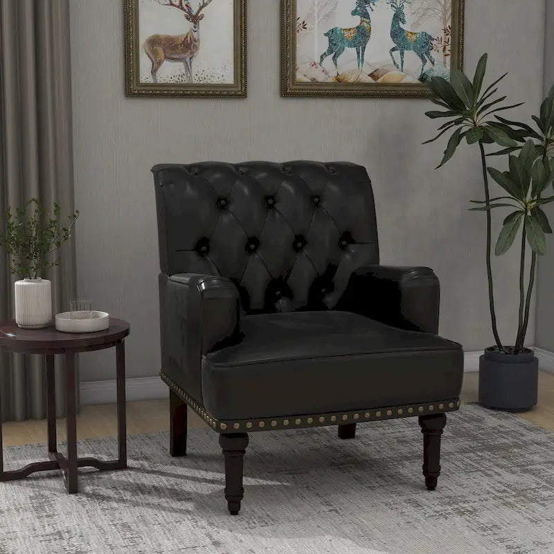 PU Faux Leather Tufted Accent Armchair