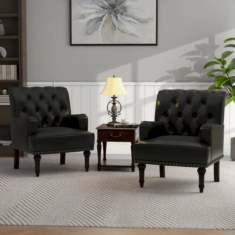 PU Faux Leather Tufted Accent Armchair