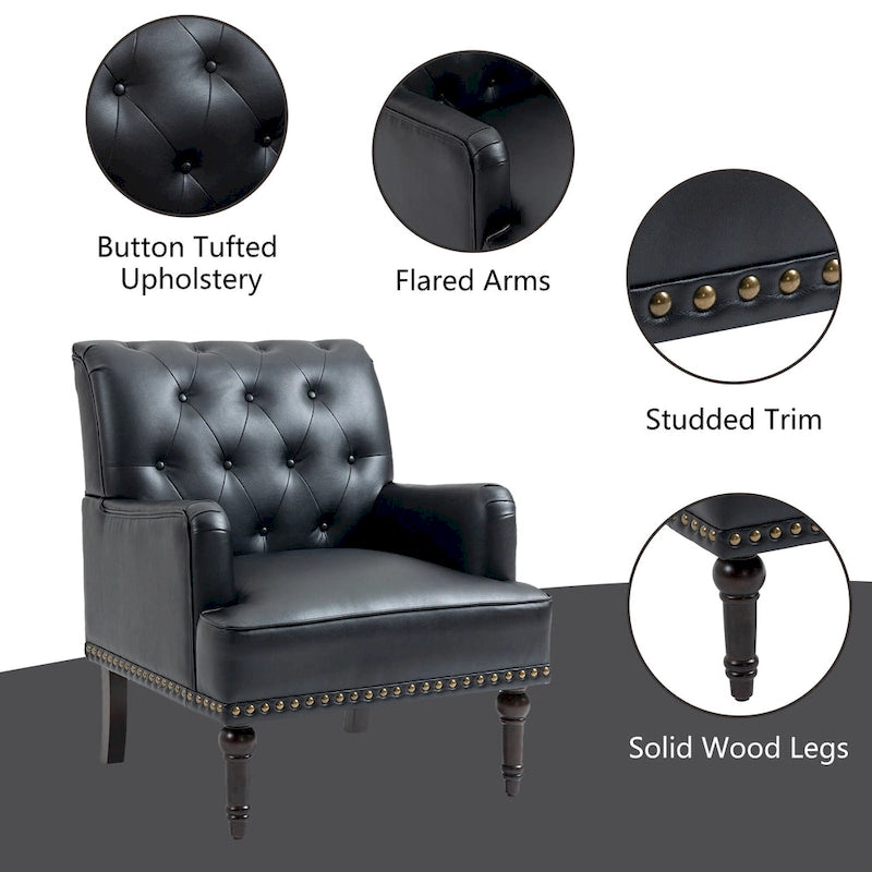 PU Faux Leather Tufted Accent Armchair