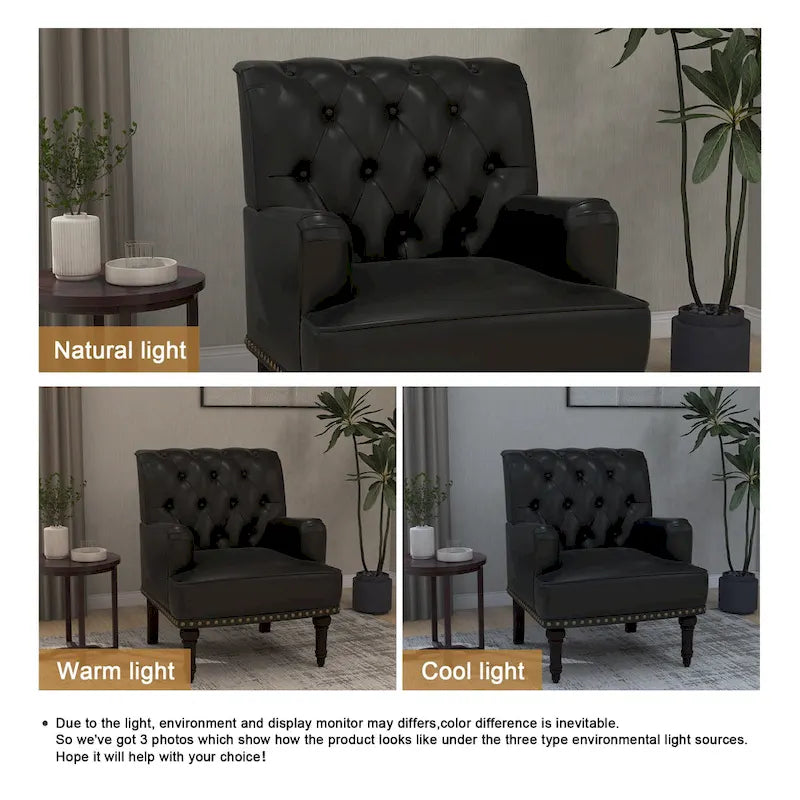 PU Faux Leather Tufted Accent Armchair