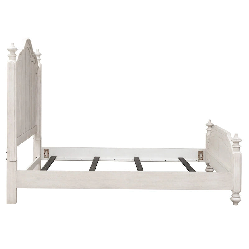 Antique White and Chestnut King Poster Bed