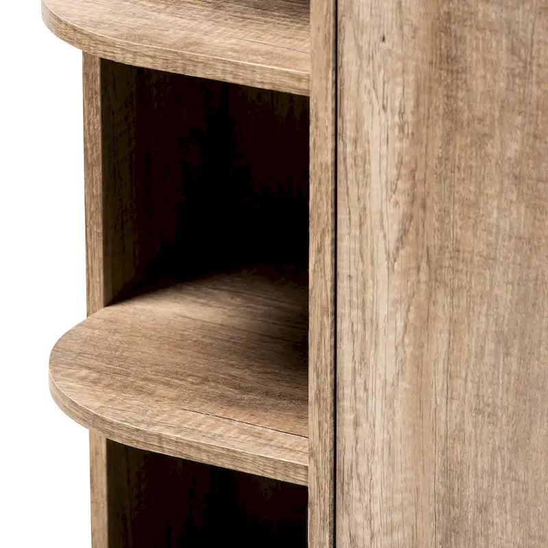 Rustic Oak 2-Door Shoe Storage Cabinet with Open Shelves
