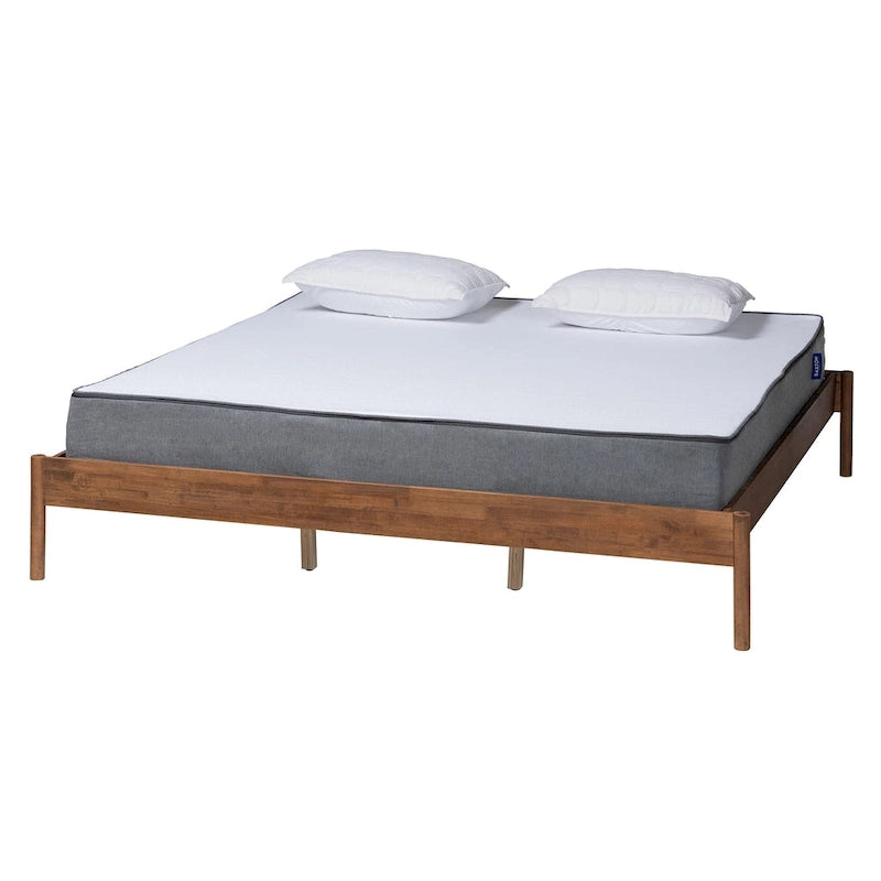 Struttura letto matrimoniale in stile Mid-Century in noce frassino