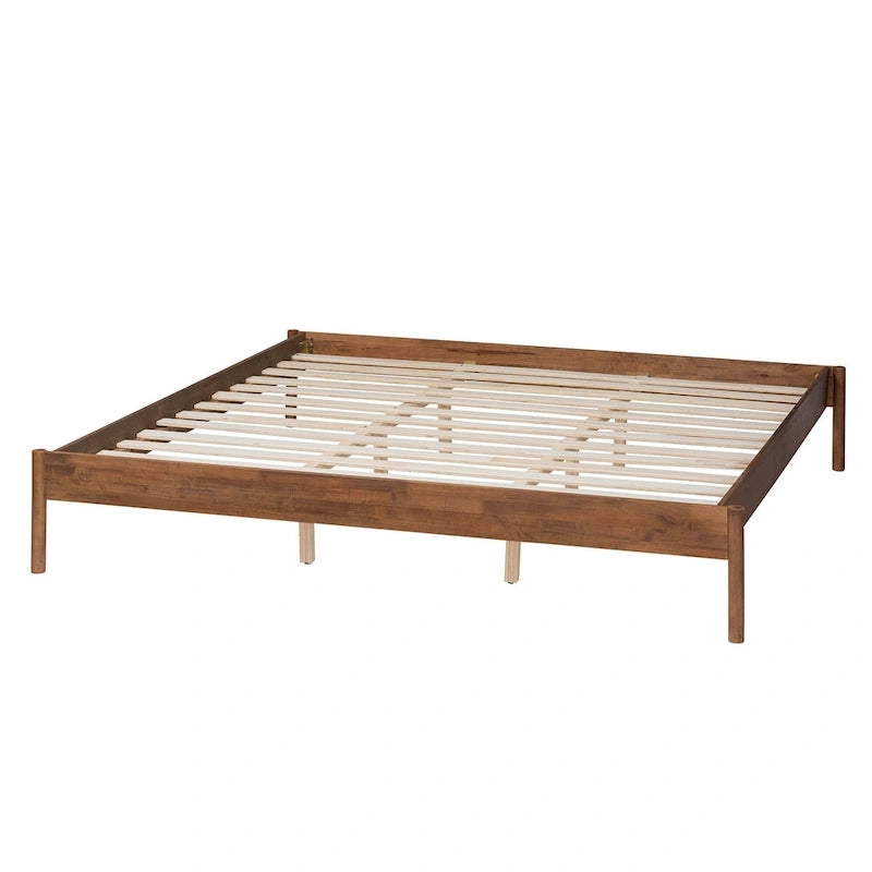 Struttura letto matrimoniale in stile Mid-Century in noce frassino