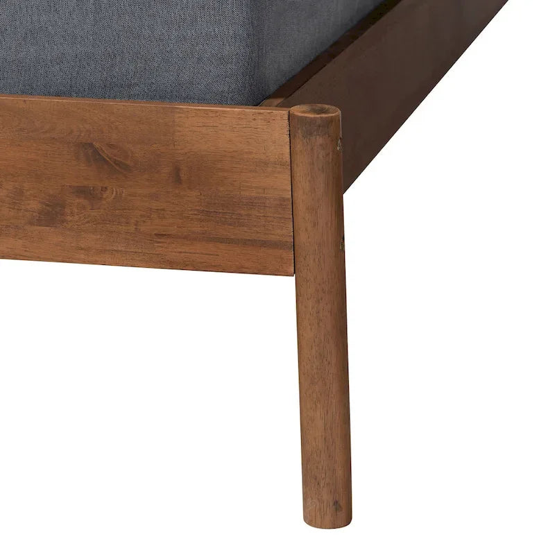 Mid-Century Queen Platform Bed Frame in Ash Walnut