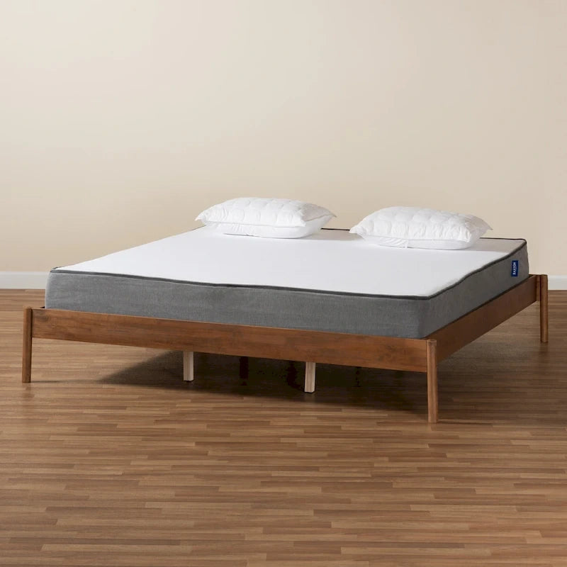 Struttura letto matrimoniale in stile Mid-Century in noce frassino