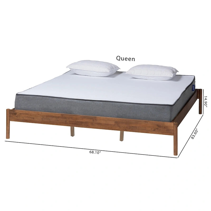 Struttura letto matrimoniale in stile Mid-Century in noce frassino