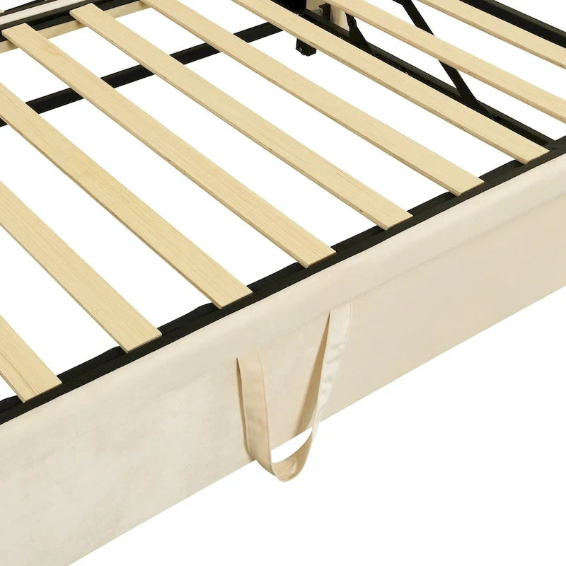 Lit de repos rembourré jumeau avec lit gigogne escamotable, beige