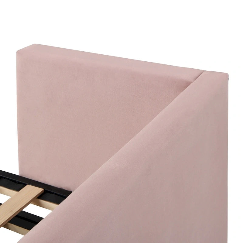 Lit de repos rembourré jumeau avec lit gigogne escamotable, beige