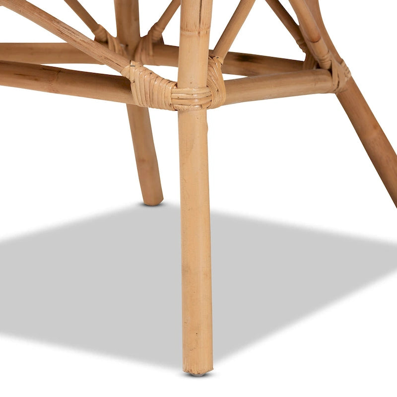 Natural Brown Rattan Bohemian Dining Chair with Cushion