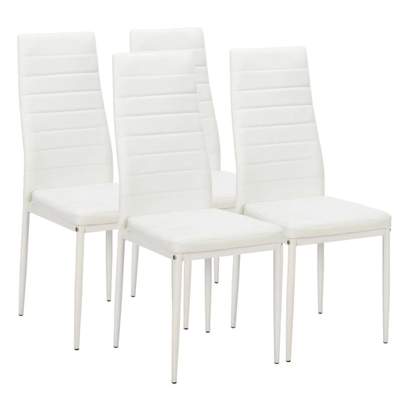 White High-Back Dining Chairs, Set of 4