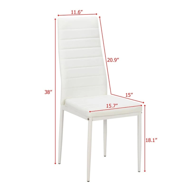 White High-Back Dining Chairs, Set of 4