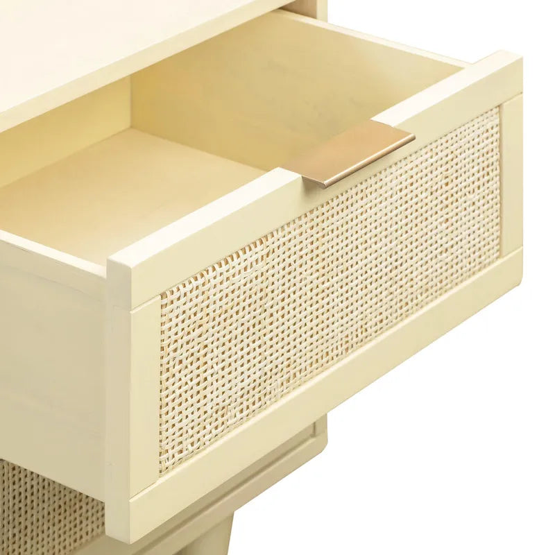 Cane Nightstand with Two Soft-Close Drawers